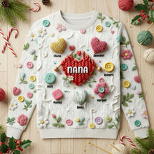 Load image into Gallery viewer, Grandma Knitting With Heart Sweater - Custom Gifts for Grandma &amp; Mom AOP Products PopCulturePrints
