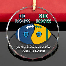 Load image into Gallery viewer, Custom Football Lovers Christmas Ornament for Couples - Valentine&#39;s Day Gifts Ornament PopCulturePrints
