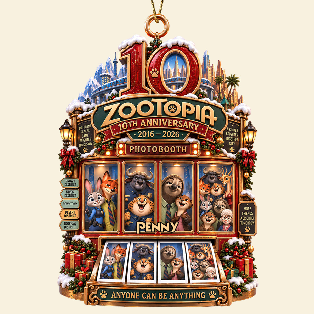 “Anyone Can Be Anything” - 10th Anniversary Zootopia Acrylic Ornament - Personalized Gift for Fans and Collectors