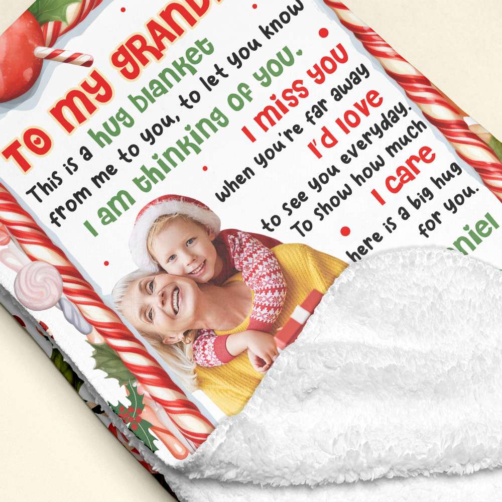 Personalized Christmas Hug Blanket for Grandma Blanket PopCulturePrints
