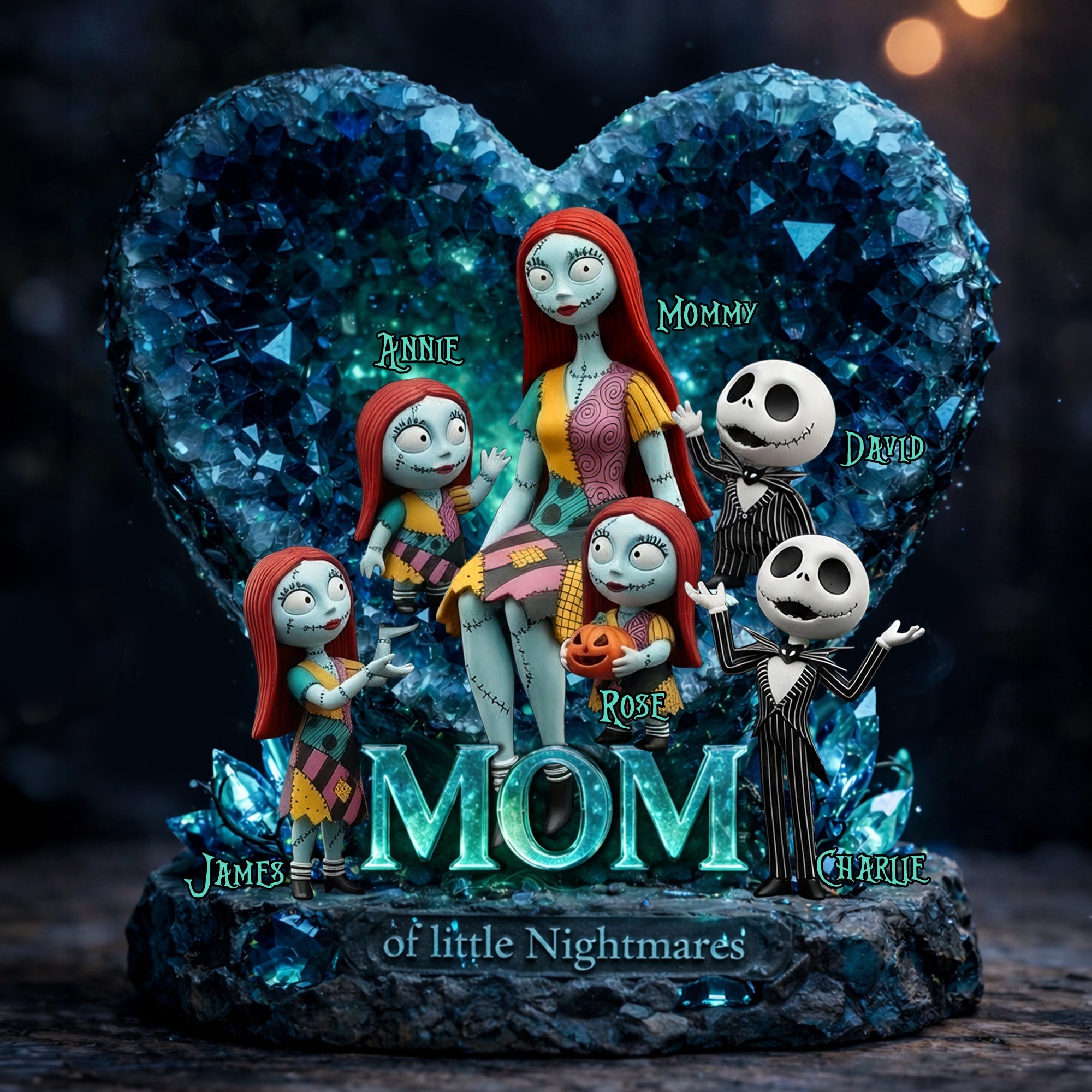 "Mommy of Little Nightmares, for the Scary Fun Mom" - Personalized Horror Mom and Kids Acrylic Plaque - Gift for Mom, Grandma, and Kids Shaped Plaques PopCulturePrints