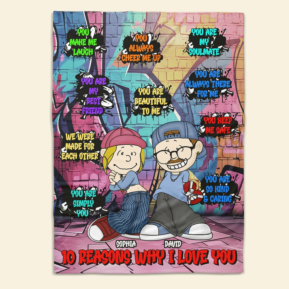 Personalized Couples Blanket - 10 Reasons Why I Love You Blanket PopCulturePrints