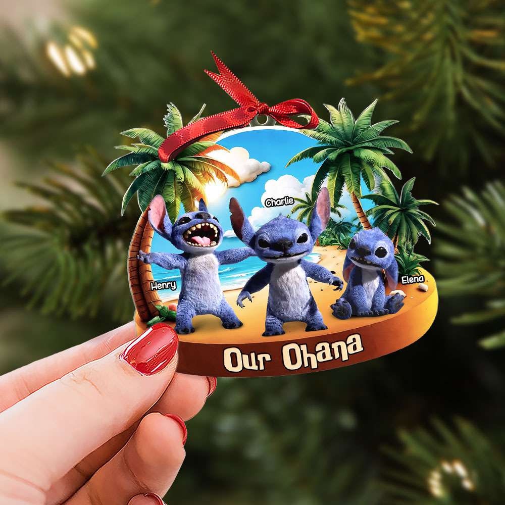 Personalized Family Ornament with Cute Blue Alien Design Ornament PopCulturePrints