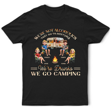 Load image into Gallery viewer, Camping We&#39;re Drunks - Personalized T Shirt for Fun-Loving Adventurers T-shirt PopCulturePrints
