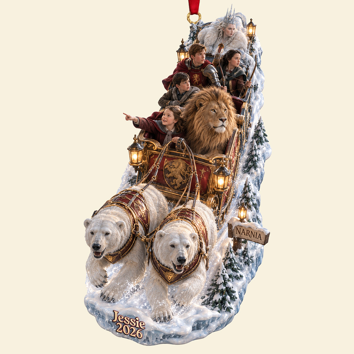 “Journey to Narnia Awaits!” - Sleigh To The Imaginary World Ornament, Personalized Christmas Gift for All Ages Ornament PopCulturePrints