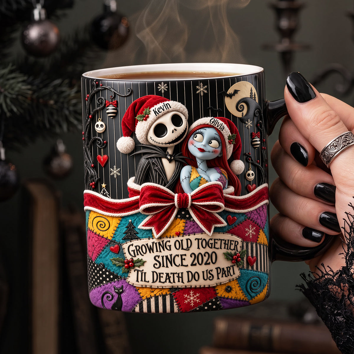 Christmas Gothic Couple Magic Ceramic Coffee Mug - Personalized Gifts 01pata180926 Coffee Mug PopCulturePrints
