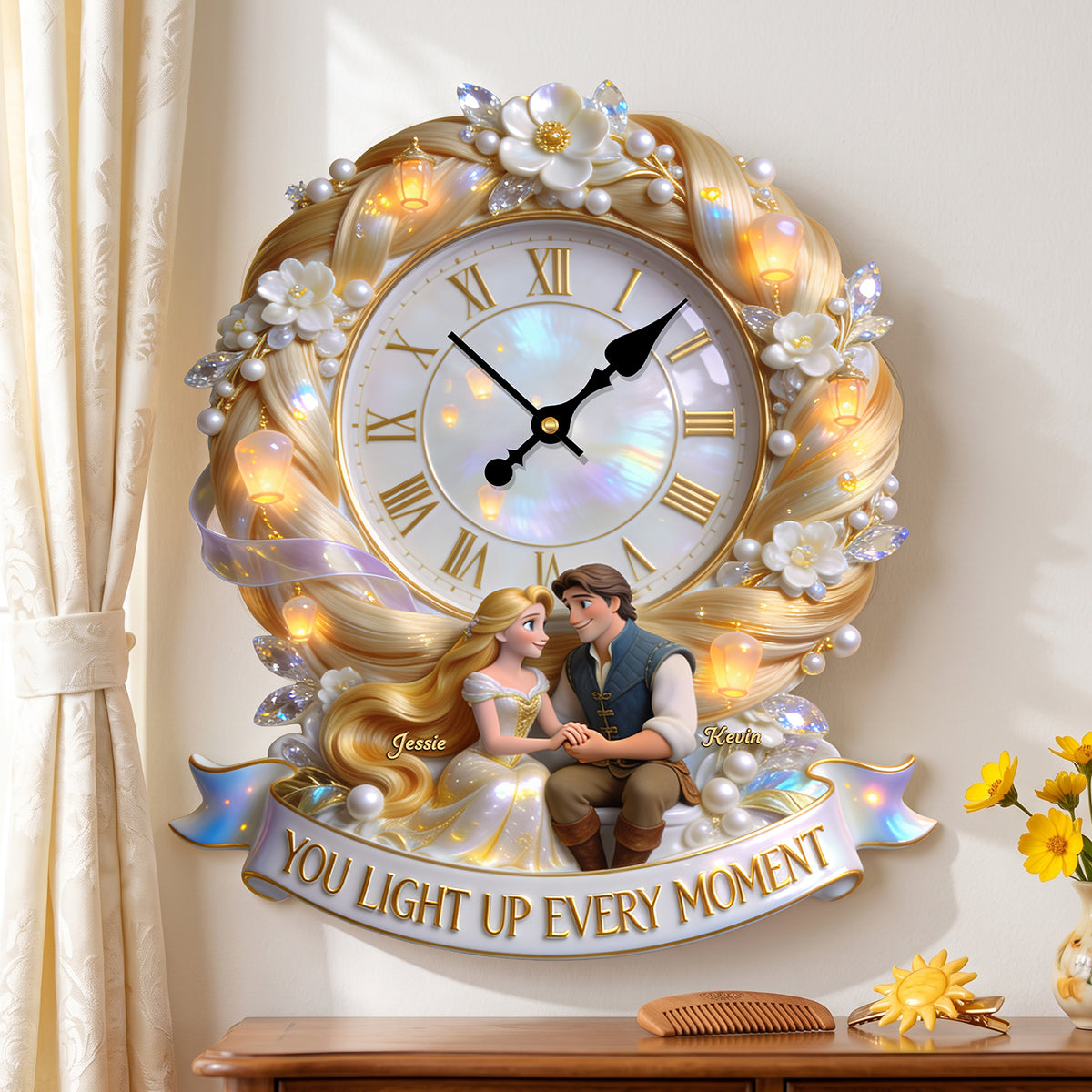 You Light Up Every Moment Hanging Wall Clock - Personalized Gifts For Couple 01pgta160726 Hanging Wall Clock PopCulturePrints