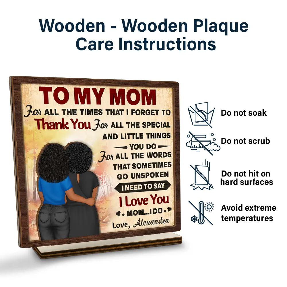 To My Mom, For All The Special Things You Do - Personalized Custom Shaped 2-Layered Wooden Plaque - Gift for Mom and Grandma Wooden Plaque PopCulturePrints