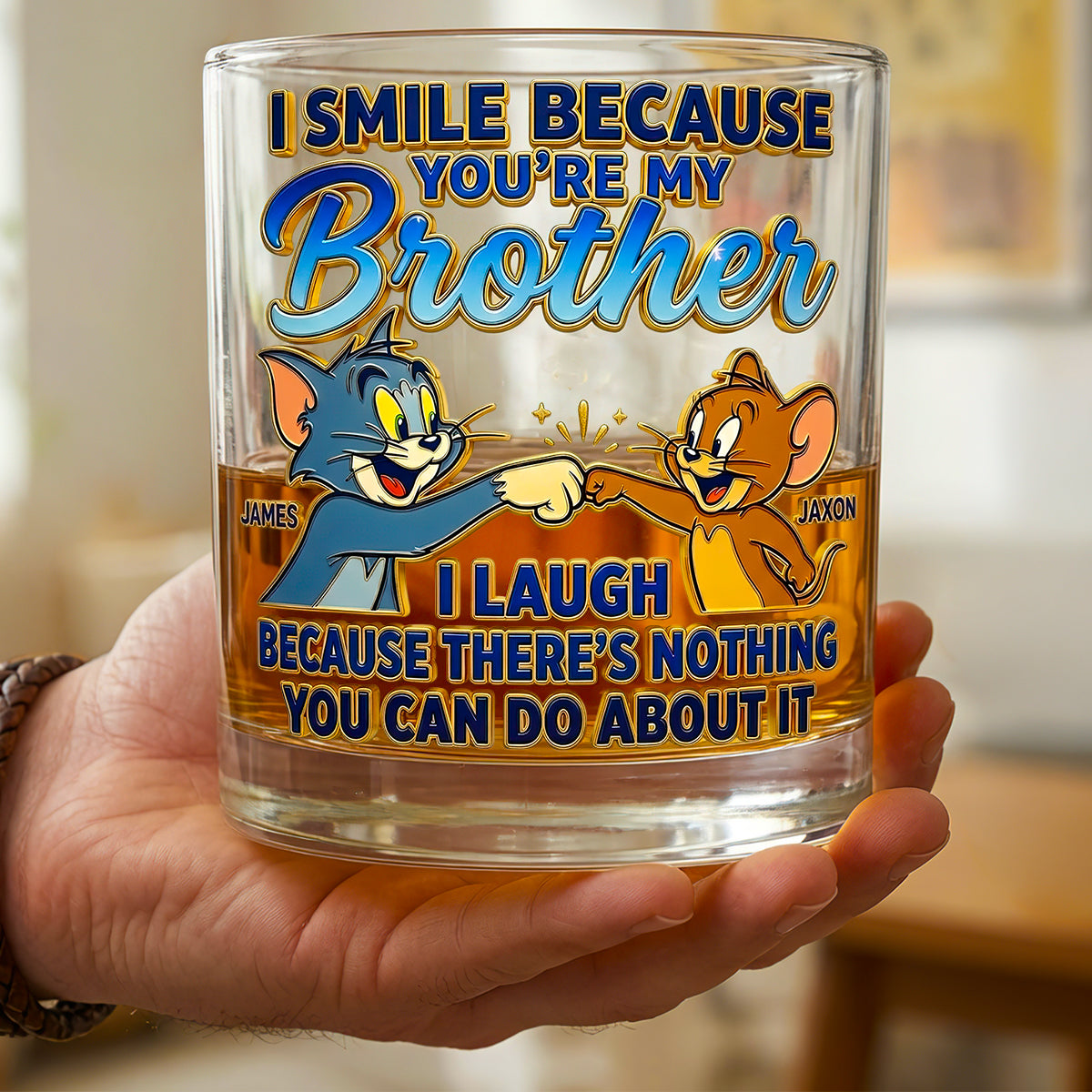 I Smile Because You're My Brother - Funny Personalized Round Glass Gift