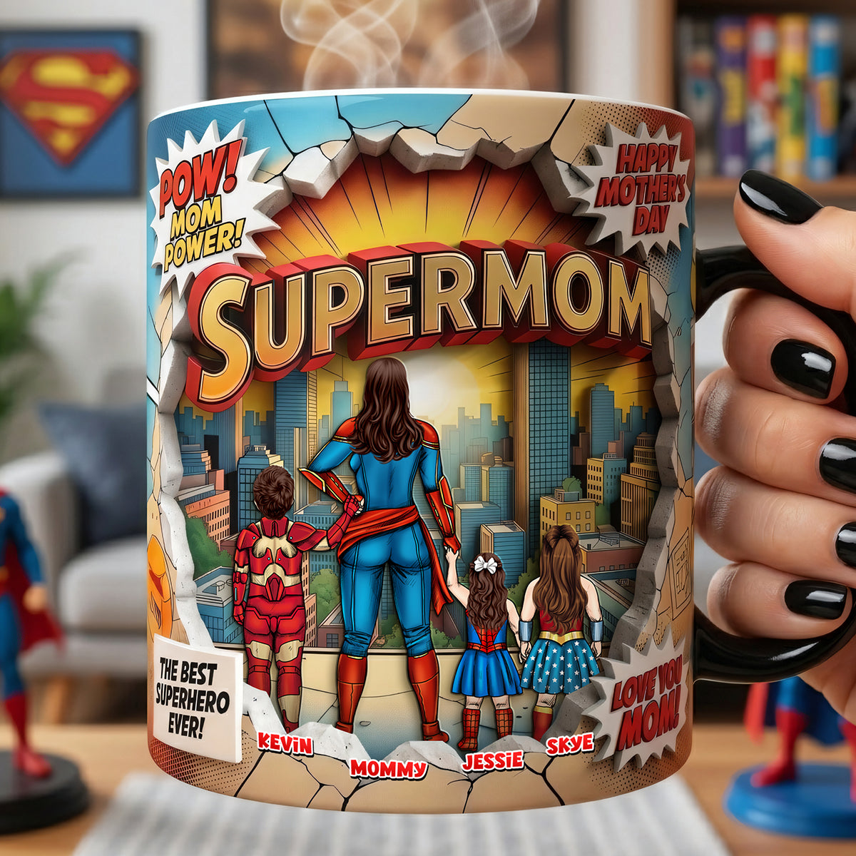 Supermom - The Best Superhero Ever! - Personalized Coffee Mug for Mom Coffee Mug PopCulturePrints