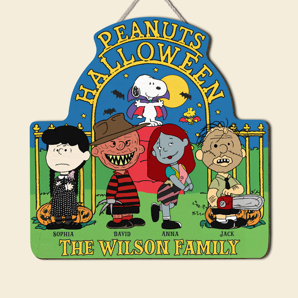 Personalized Halloween Family Wood Sign - Scary Cartoon Characters