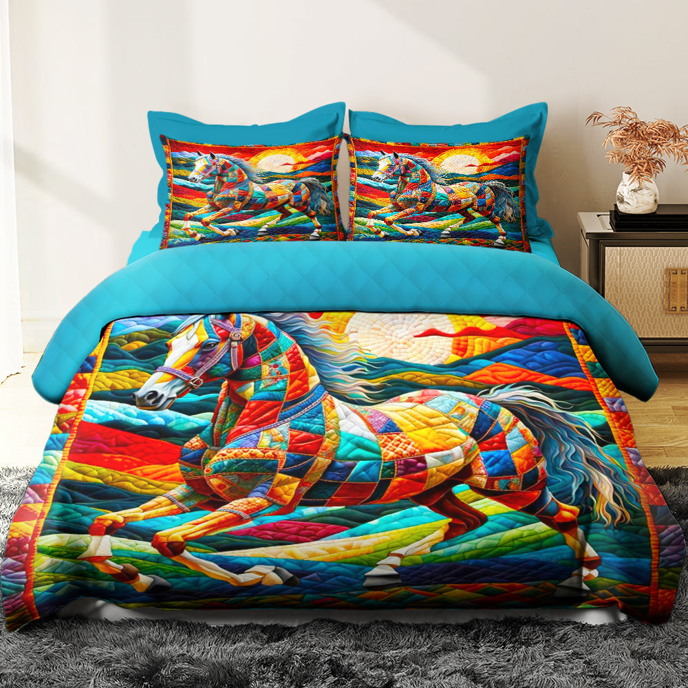 Vibrant Horse Lovers Quilt Bed Set Blanket PopCulturePrints