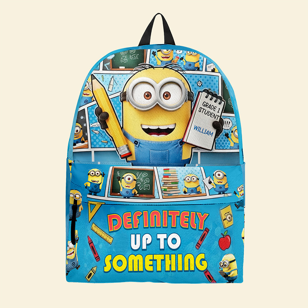 "Definitely Up To Something" - Fun Character Backpack - Personalized Gifts For Kids Backpack PopCulturePrints