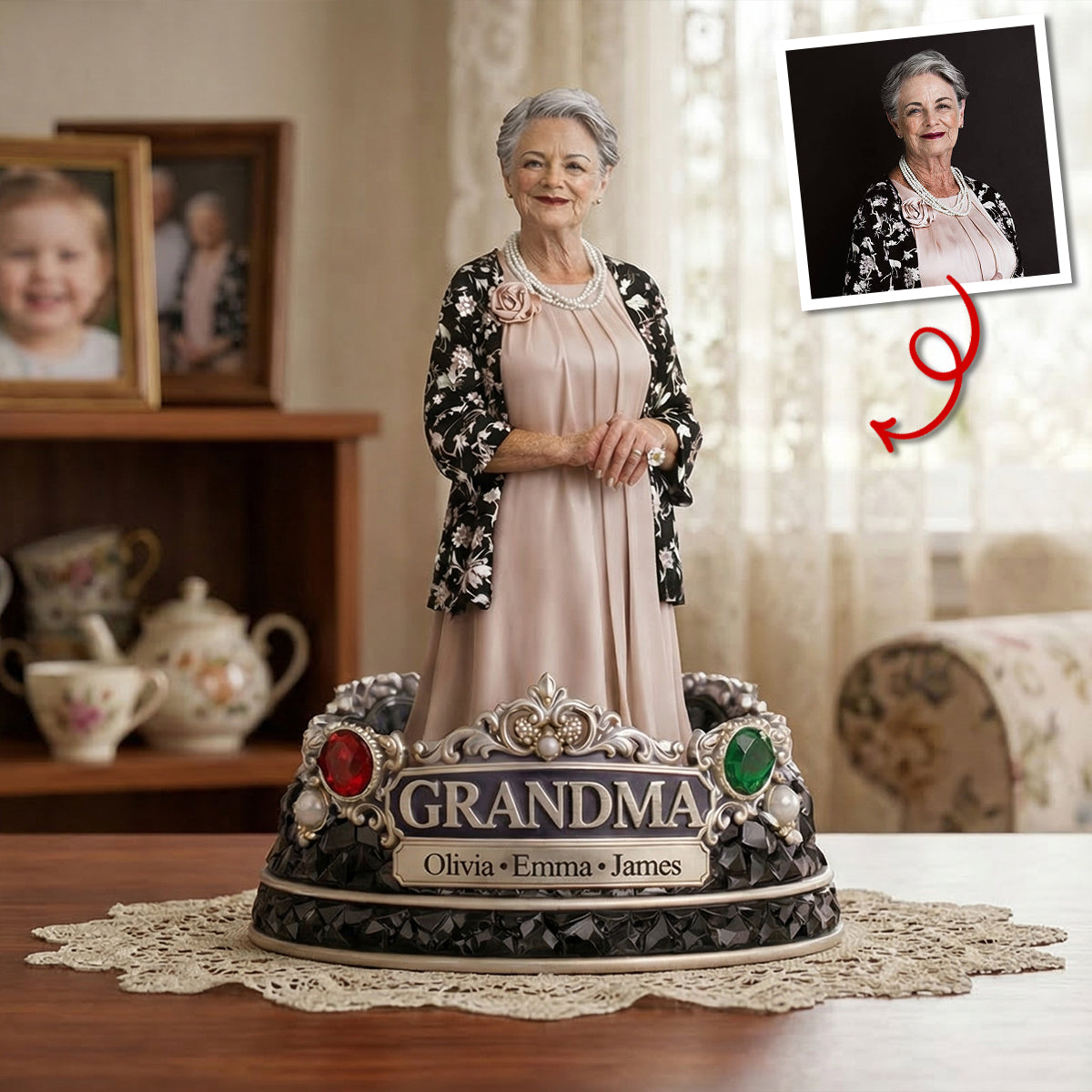 "A Grandmother's Love Lasts Forever" - Cherished Grandma Shaped Plaque - Personalized Gift for Grandma Shaped Plaques PopCulturePrints