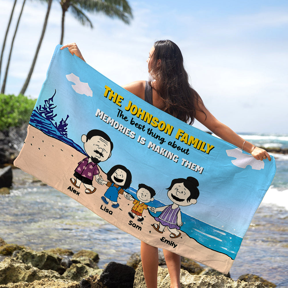 Personalized Family Beach Towel - Custom Summer Beach Landscape Design