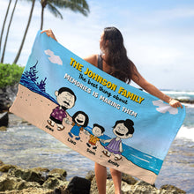 Load image into Gallery viewer, Personalized Family Beach Towel - Custom Summer Beach Landscape Design
