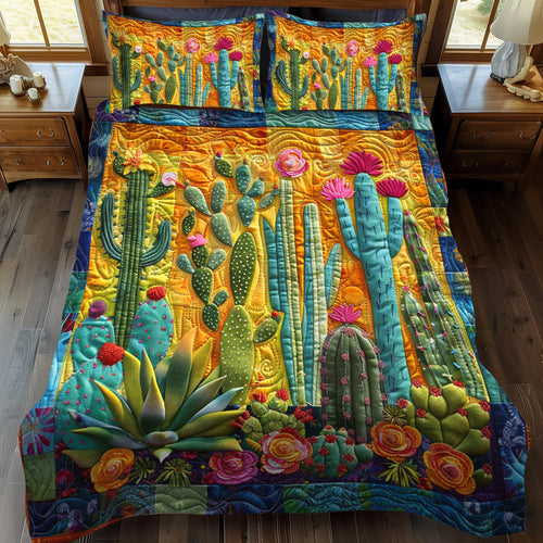 Cactus Lovers Quilt Bed Set - Exquisite Desert Design Blanket PopCulturePrints