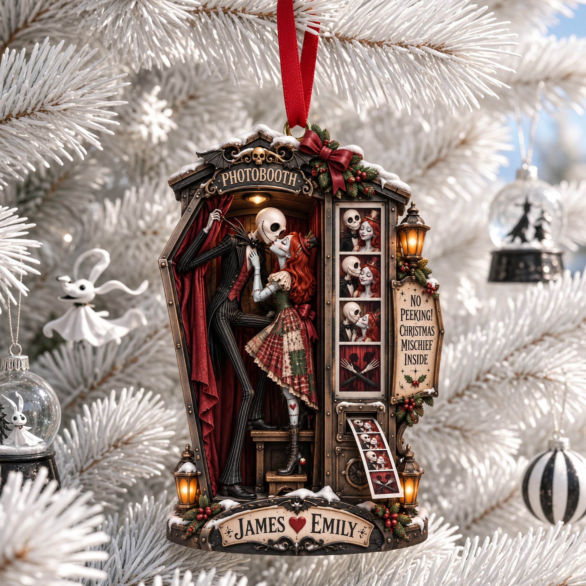 “Love Beyond the Grave” - Spooky Couple Acrylic Ornament - Personalized Christmas Gift for Couples Ornament PopCulturePrints