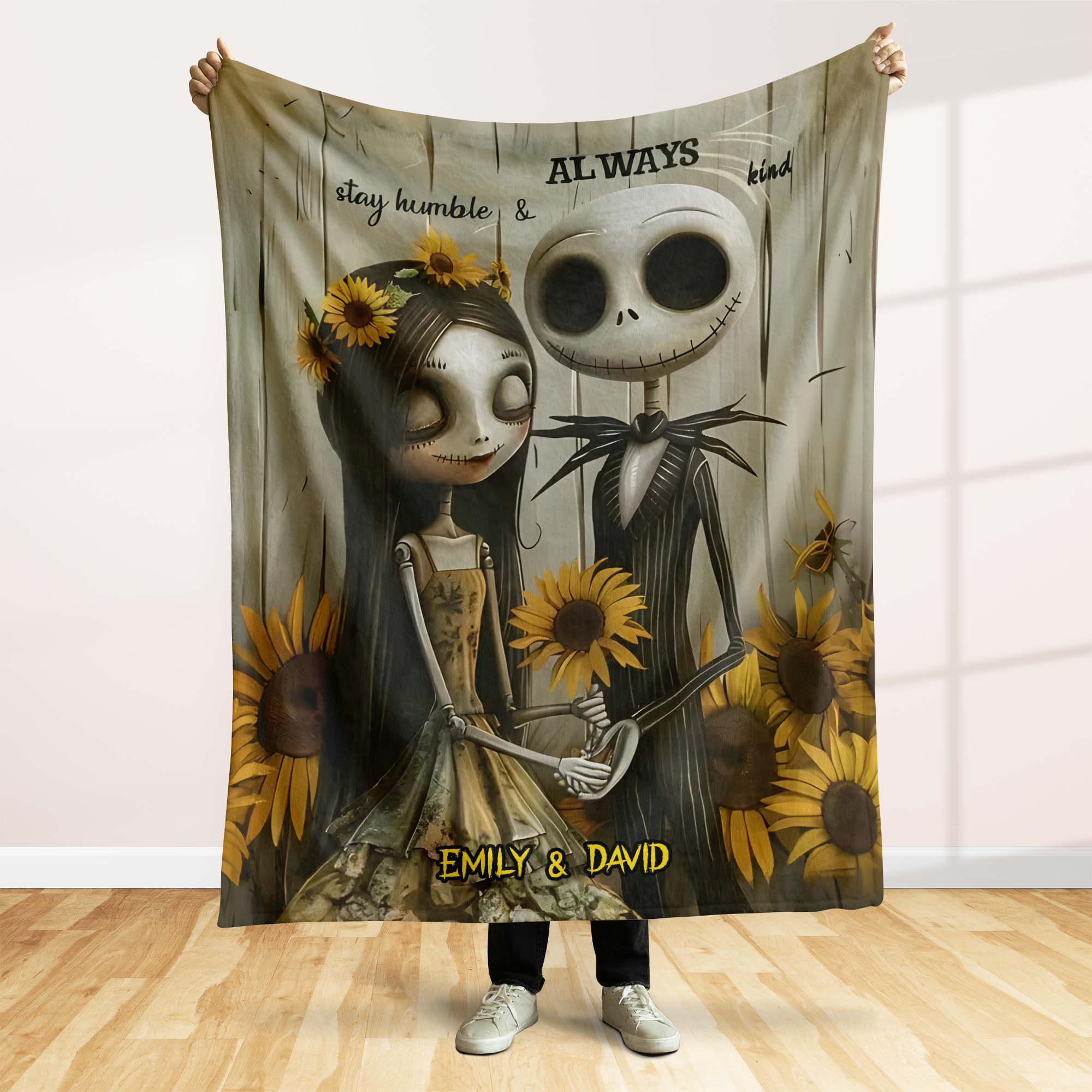 Customized Halloween Couple's Blanket - Stay Humble & Always Kind Design