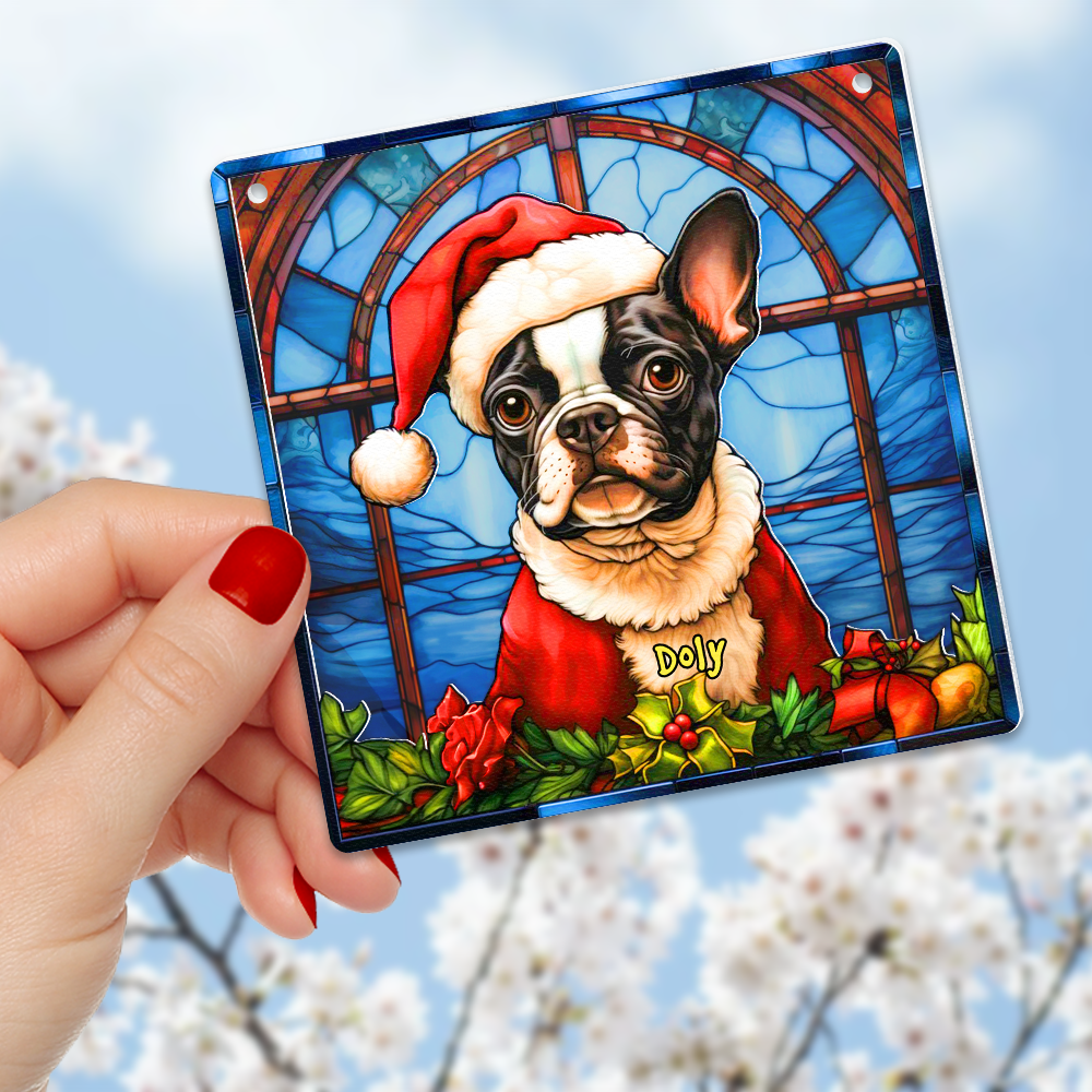 Personalized Boston Terrier Christmas Suncatcher Ornament - Perfect Gift for Dog Lovers