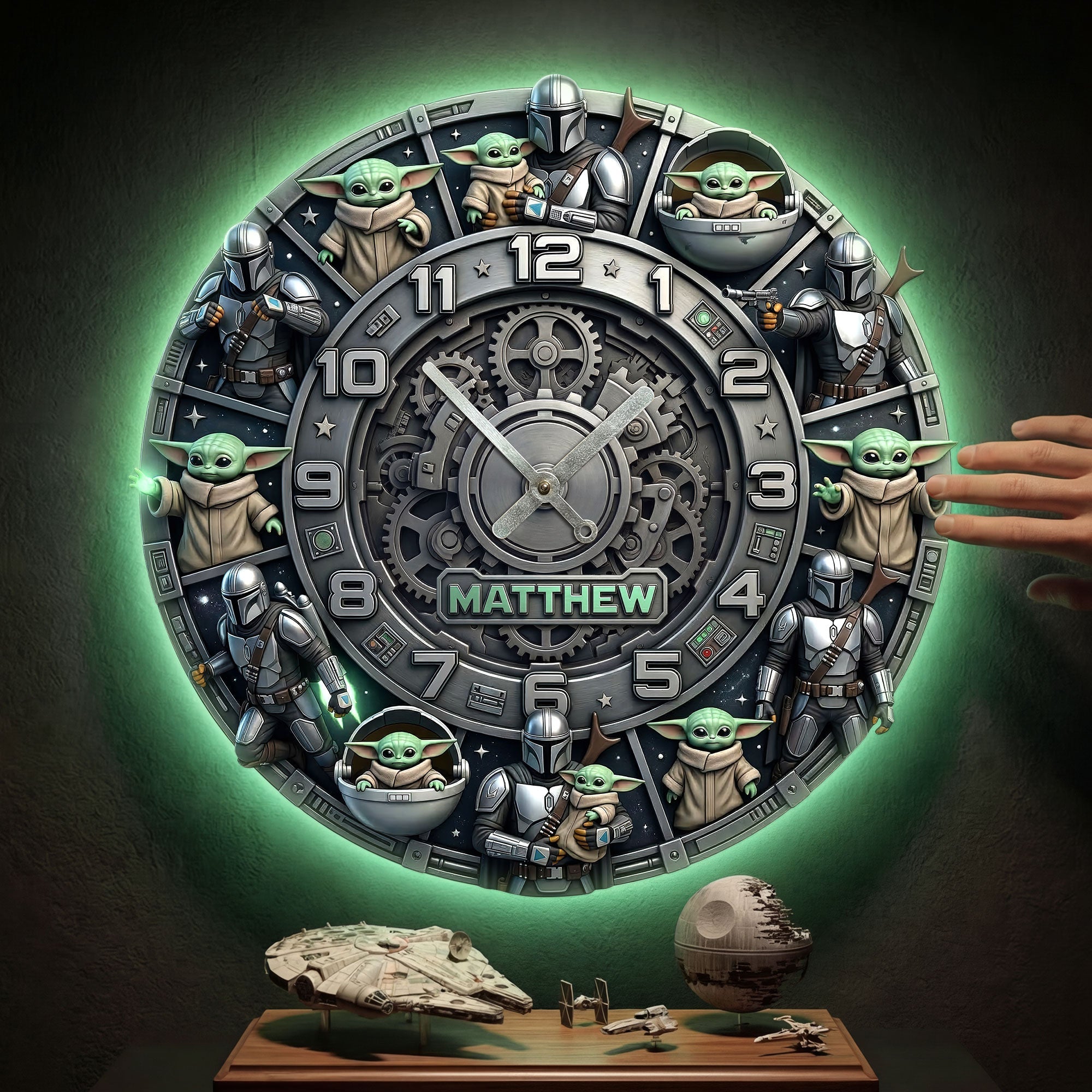 Time of Wonder: Personalized Cosmic Acrylic Hanging Wall Clock - Perfect Gift for Fans of Sci-Fi and Cosmic Themes Hanging Wall Clock PopCulturePrints