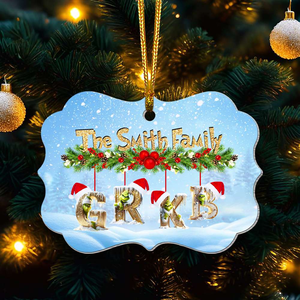 Personalized Family Christmas Ornament - Custom Alphabet Design