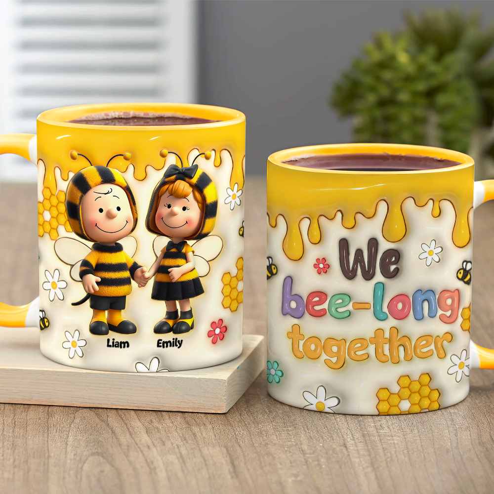 Personalized Bee-themed Couple Mug Set | We Bee-long Together | Valentine's Day Gifts Coffee Mug PopCulturePrints
