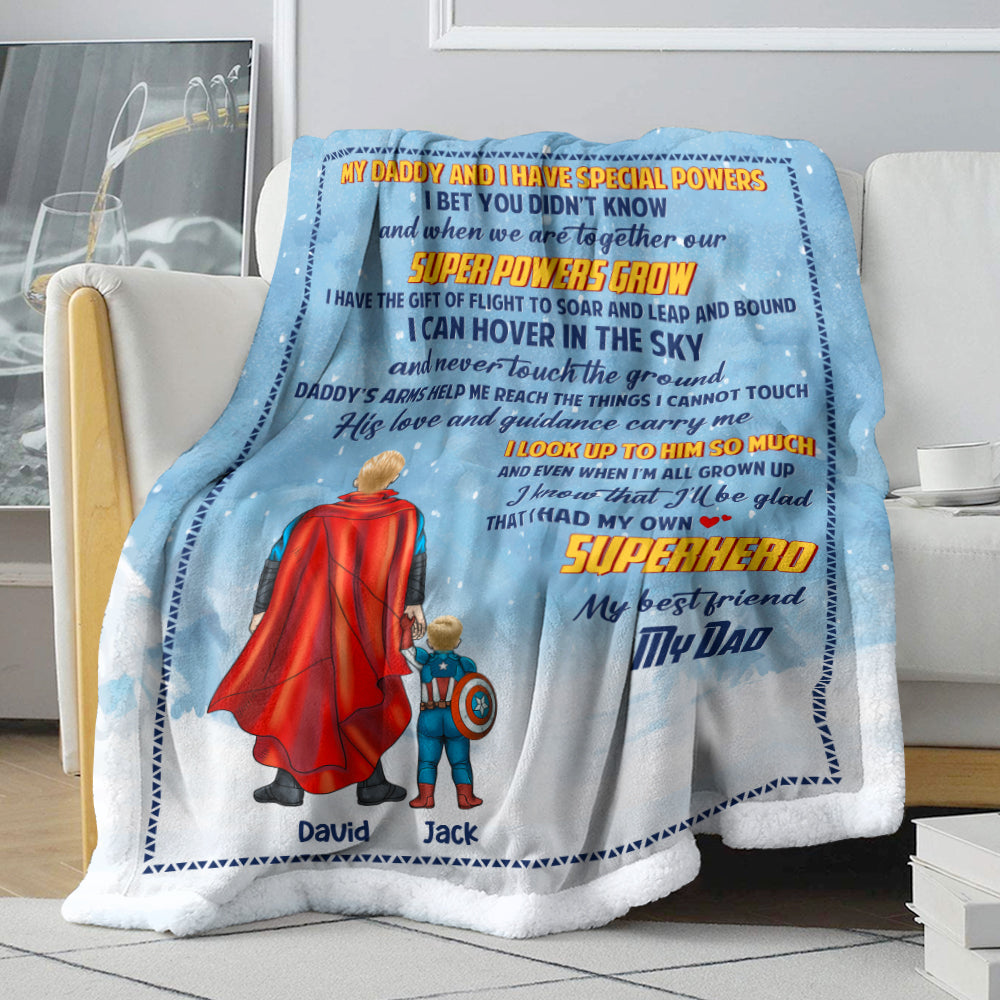 Personalized Superhero Dad and Child Blanket