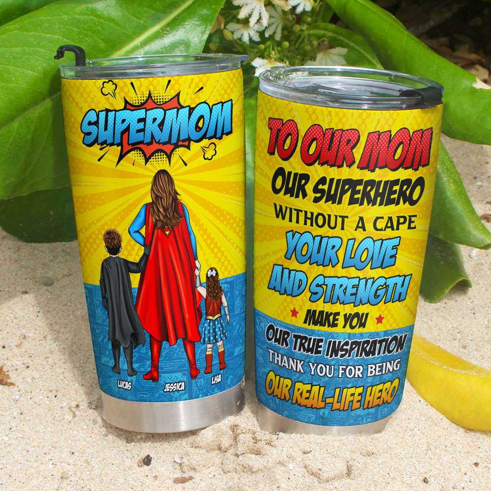 Supermom Personalized Tumbler - Custom Gift for Mom Tumbler Cup PopCulturePrints