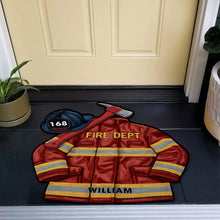 Load image into Gallery viewer, Firefighter Doormat - Personalized Welcome Mat for Firefighters Doormat PopCulturePrints
