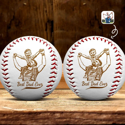 “Best Dad Ever” – Custom Engraved Baseball – Personalized Gift for Dad & Grandpa Baseball, Softball PopCulturePrints