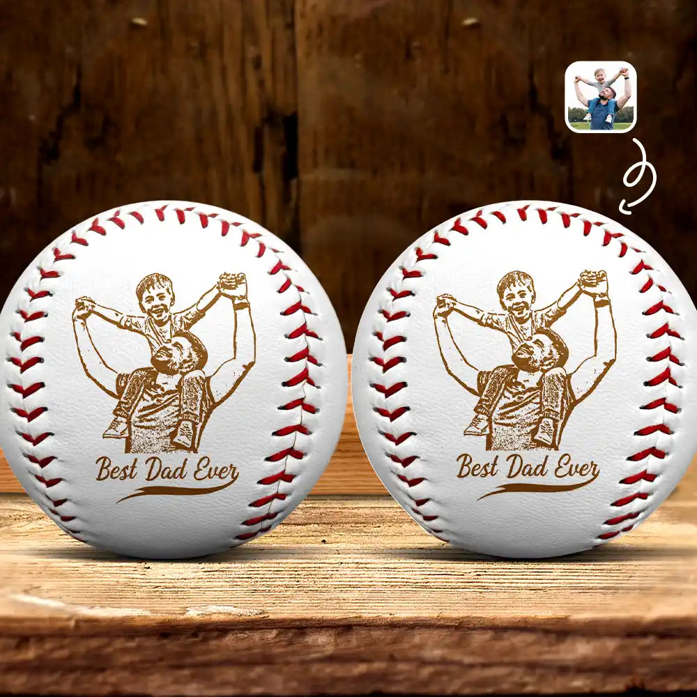 “Best Dad Ever” – Custom Engraved Baseball – Personalized Gift for Dad & Grandpa Baseball, Softball PopCulturePrints