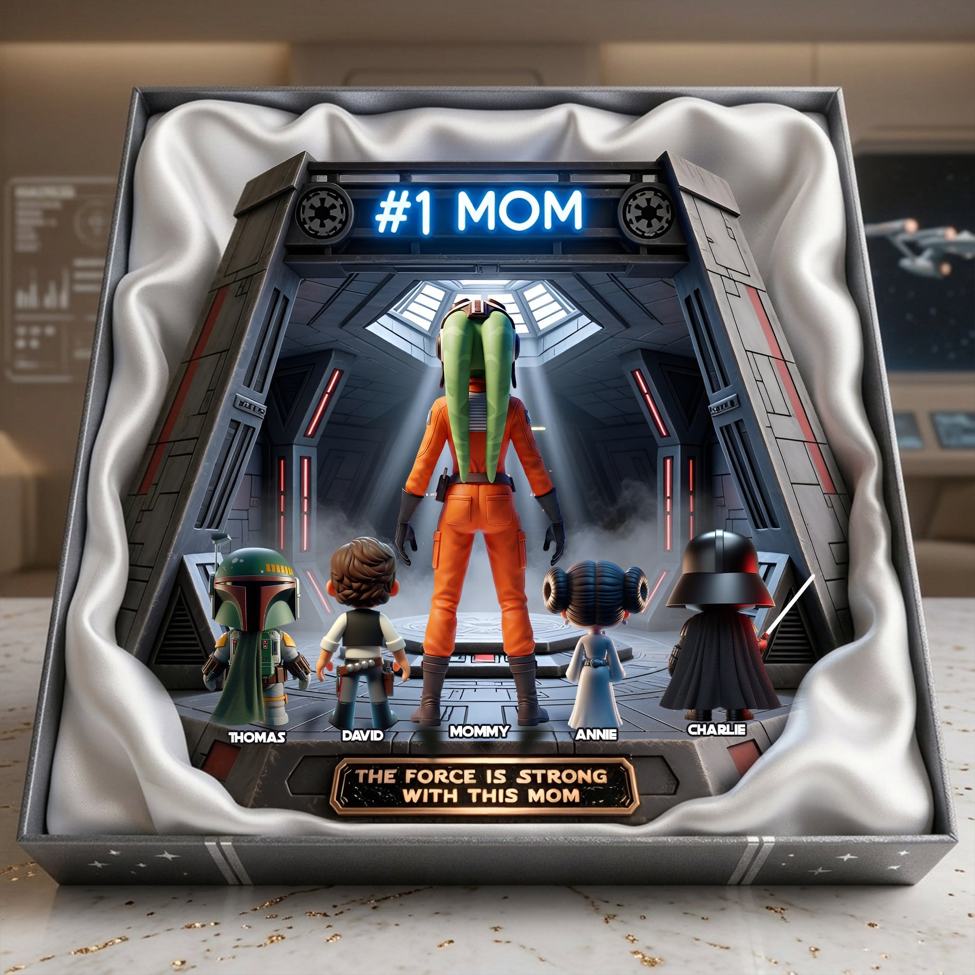 The Force is Strong with This Mom - Universe Mom and Kids Acrylic Plaque - Personalized Gifts for Mother's Day Shaped Plaques PopCulturePrints