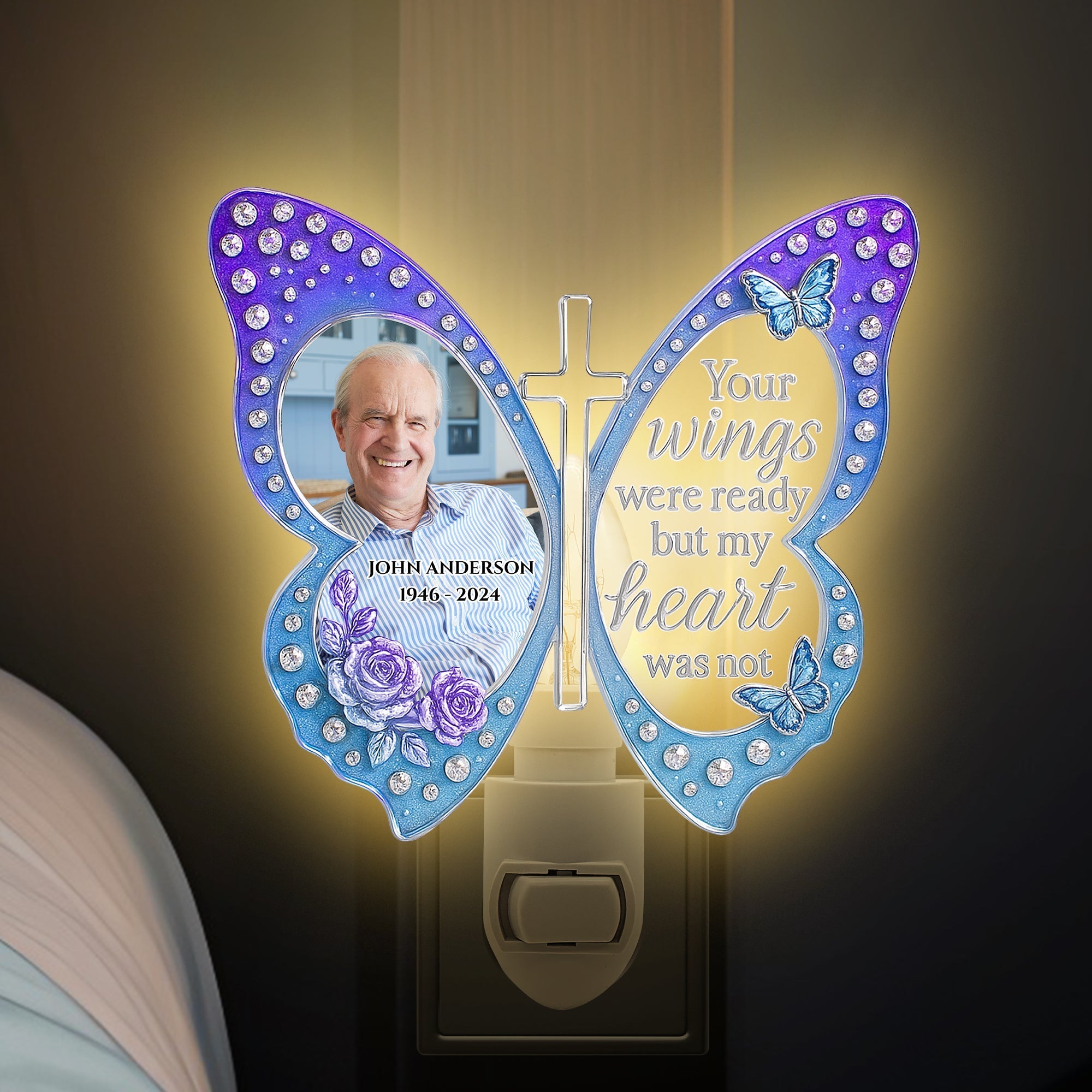 Your Wings Were Ready, But My Heart Was Not - Memorial Heaven Acrylic Night Light - Personalized Gift for Loved Ones Night Light PopCulturePrints