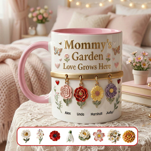 Mom's Floral Garden Coffee Accent Mug - Personalized Gifts for Mom and Grandma Coffee Mug PopCulturePrints
