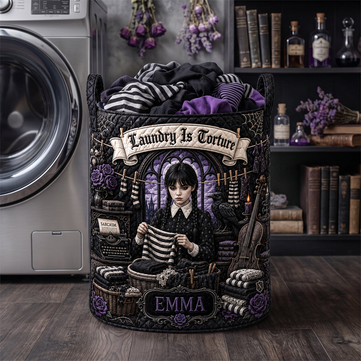 Dark Gothic Girl Laundry Basket - Personalized Gift 04HADH110726 Laundry Basket PopCulturePrints