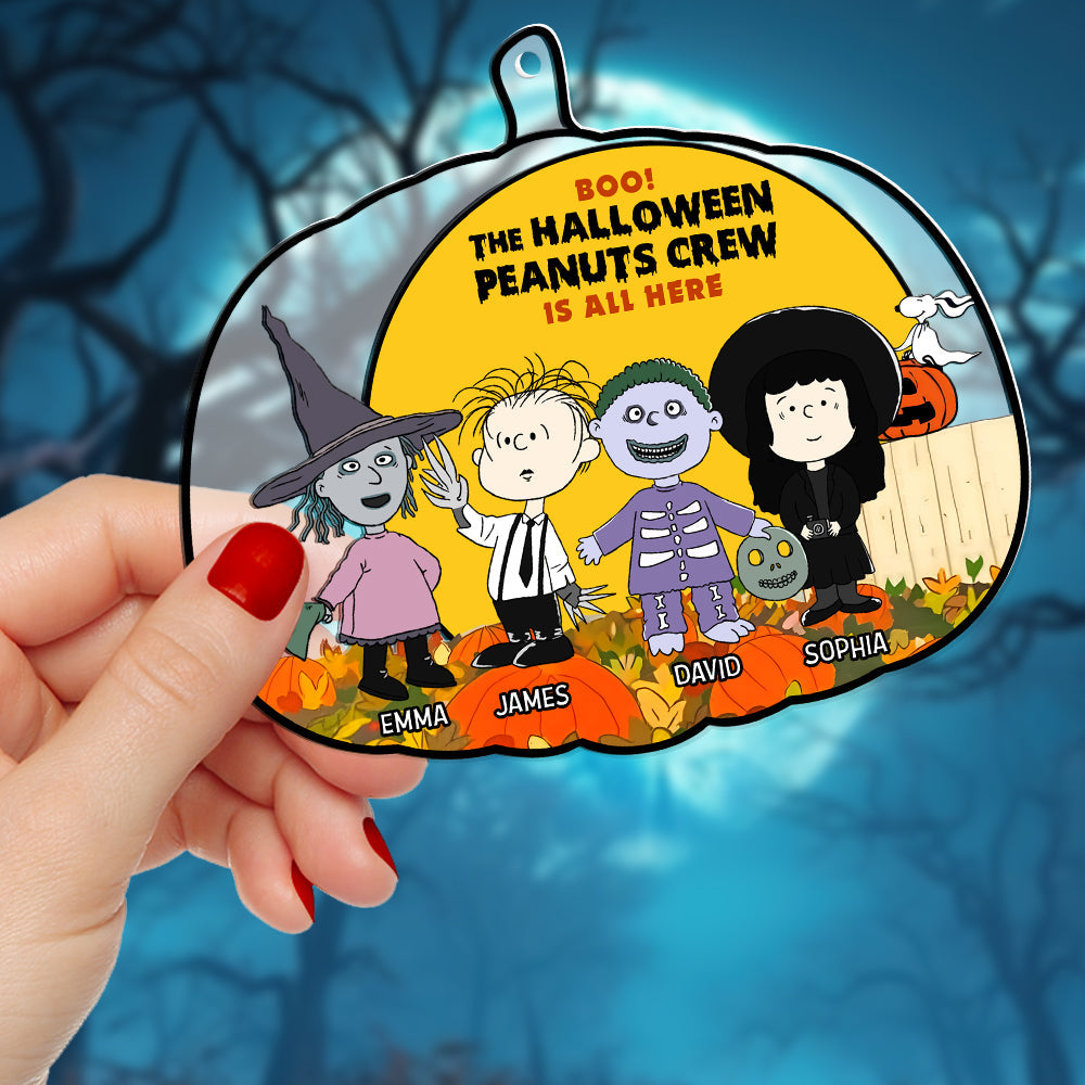 Personalized Halloween Peanuts Gang Family Suncatcher Ornament