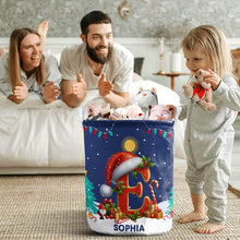 Load image into Gallery viewer, Personalized Kids&#39; Christmas Laundry Basket - Custom Alphabet Design Laundry Basket PopCulturePrints
