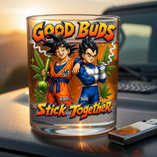 Load image into Gallery viewer, Good Buds - Partners in Chill Round Glass - Personalized Gift for Friends Glass PopCulturePrints
