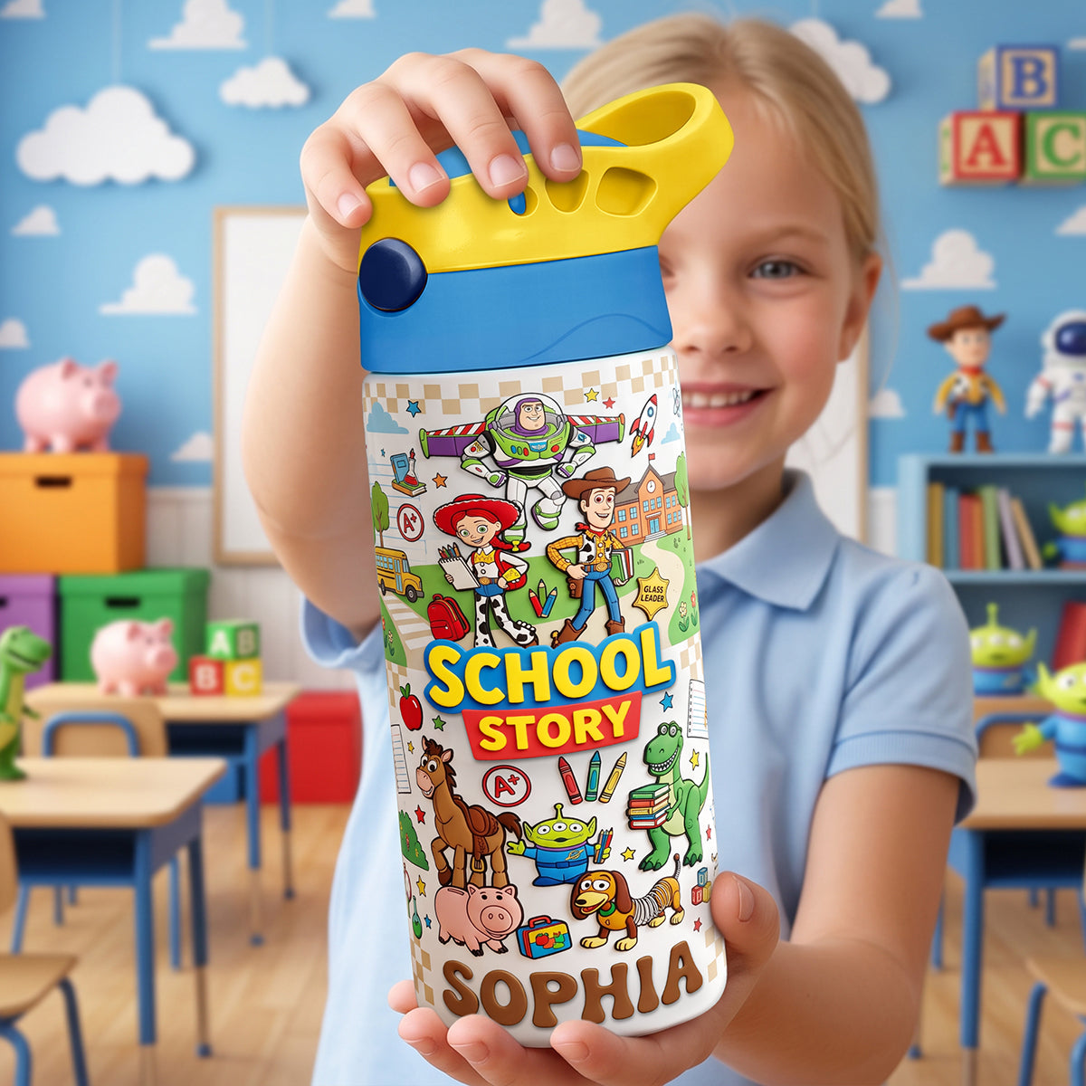School Adventure Colorful Kid Tumbler - Personalized Back To School Gift Tumbler Cup PopCulturePrints