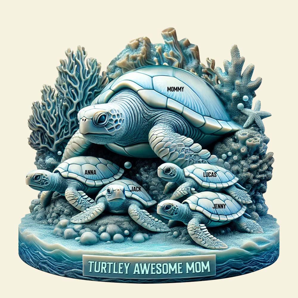 Turtley Awesome Mom - Personalized Wood Sign | Unique Gift for Mom and Grandma Wood Sign PopCulturePrints