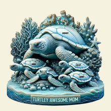 Load image into Gallery viewer, Turtley Awesome Mom - Personalized Wood Sign | Unique Gift for Mom and Grandma Wood Sign PopCulturePrints
