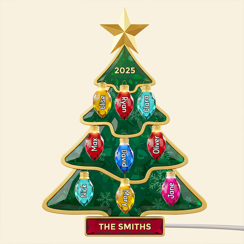 Illuminate Your Family Bond: Christmas Tree Family Light Box - Personalized Acrylic Gift Light Box PopCulturePrints