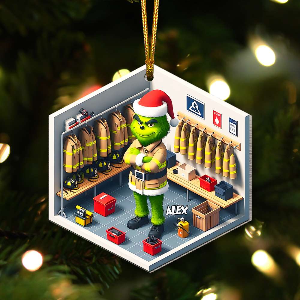 Custom Firefighter Christmas Ornament - Festive Hero Theme