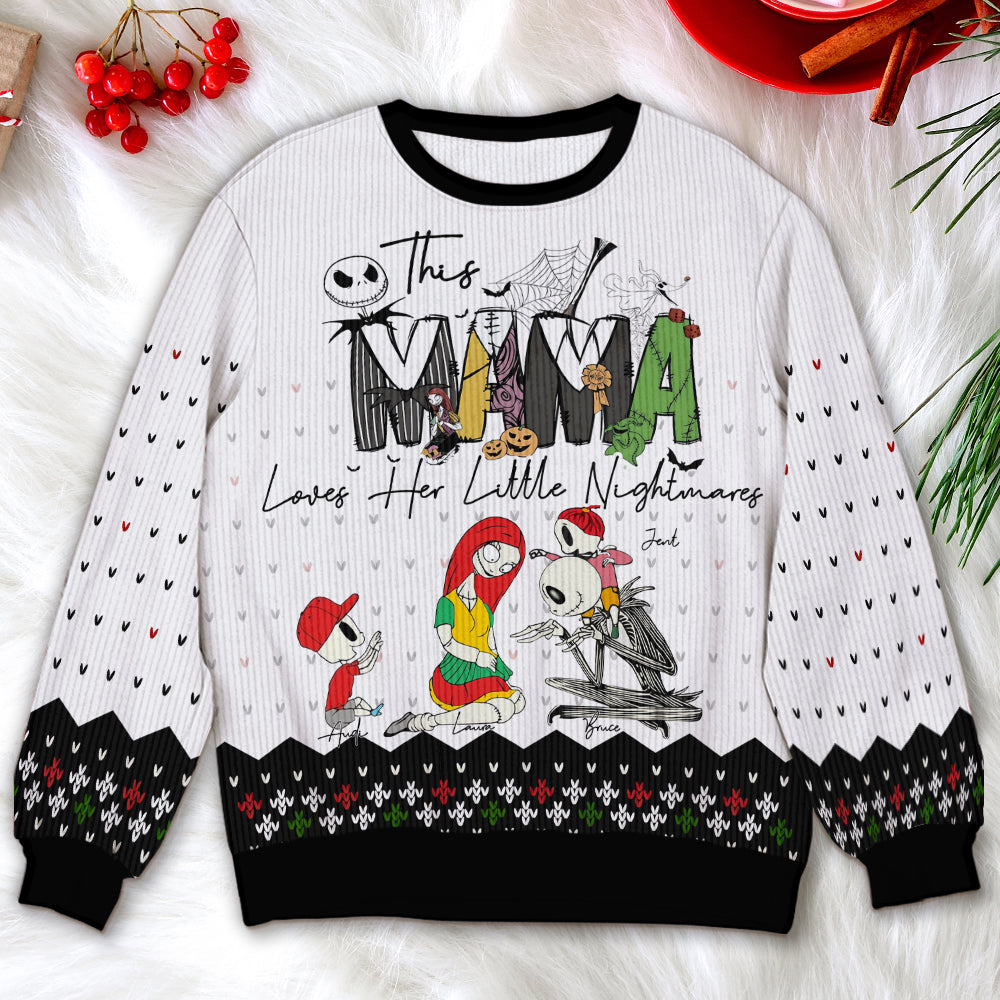 Personalized Horror Cartoon Ugly Sweater for Mom AOP Products PopCulturePrints