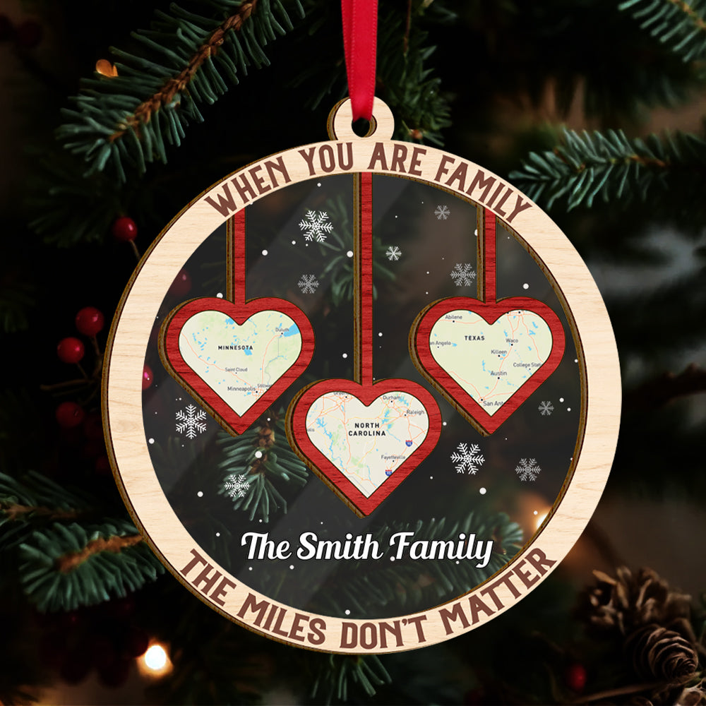 Personalized Family Christmas Ornament - Heart Map Design Ornament PopCulturePrints