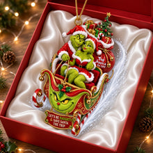 Load image into Gallery viewer, “Spreading Cheer with a Fun Twist” - Fun Mischievous Snow Ride Acrylic Ornament, Personalized Gift for Couples
