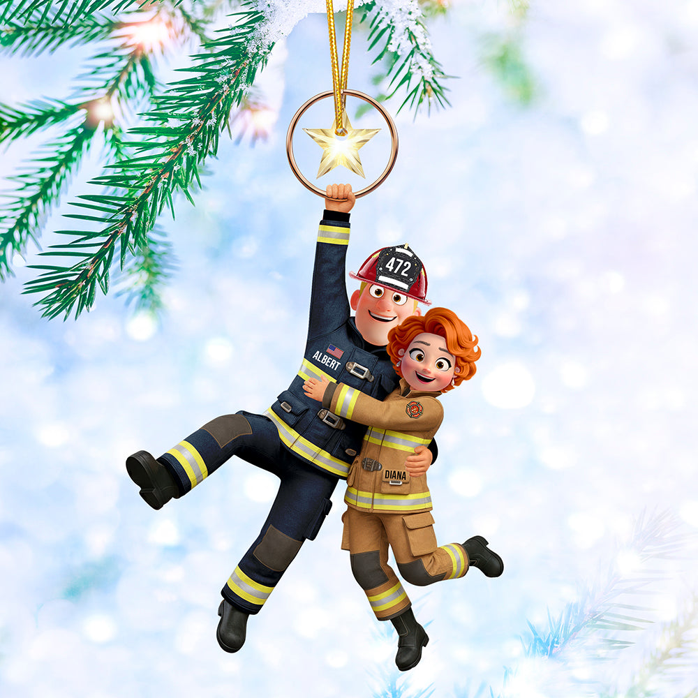 Together We Stand - Firefighter Couple Hanging Ornament - Personalized Gift for Couples Ornament PopCulturePrints