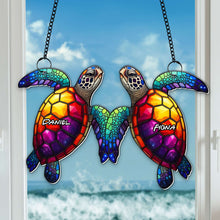 Load image into Gallery viewer, “Together in Harmony” - Ocean Soulmates Turtle Suncatcher Ornament - Personalized Custom Gift for Couples, Friends, and Loved Ones Ornament PopCulturePrints
