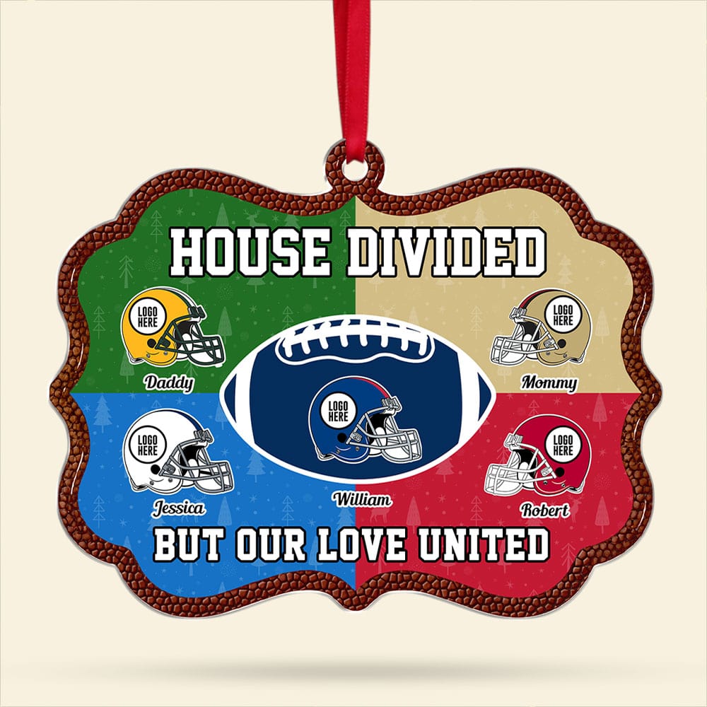 Personalized American Football Family Christmas Ornament - House Divided Theme Ornament PopCulturePrints